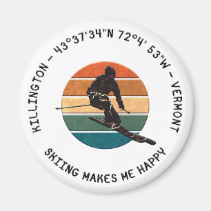 Ski Killington, Vermont - Man Skier, svart text Magnet
