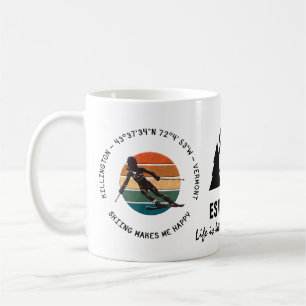 Ski Killington, Vermont - Woman Skier, svart text Kaffemugg