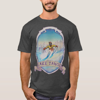 Ski Lake Tahoe, California Vintage Retro Snow Skin T Shirt