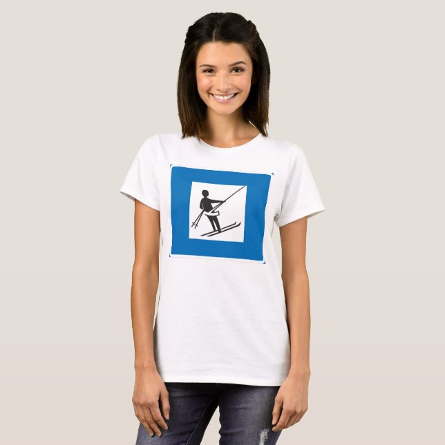 Ski Lift Sign Womens T-Shirt (Hel framsida)