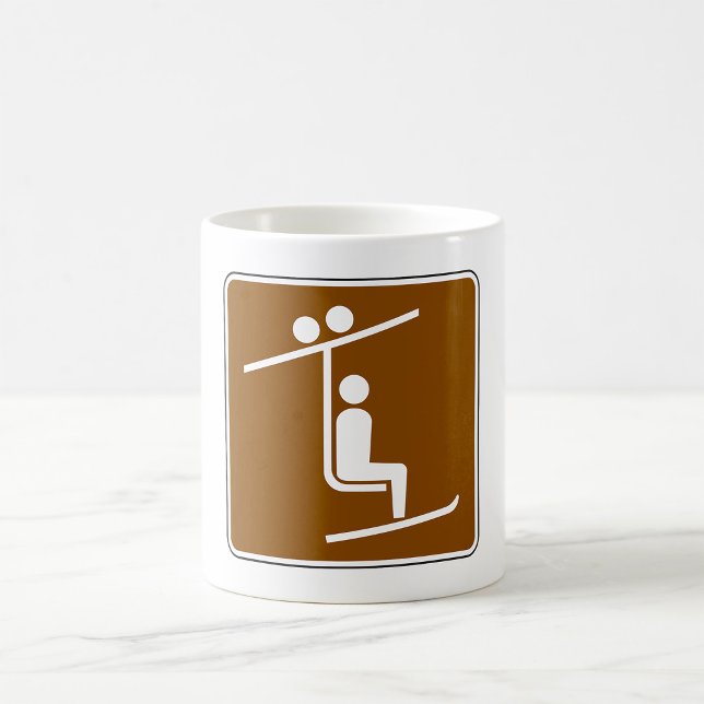 Ski Lift Symbol Rustic Winter Sports Icon Kaffemugg (Skapare uppladdad)