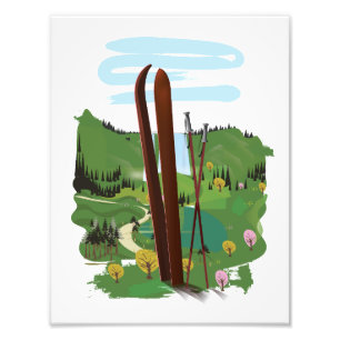 Ski liggande fototryck