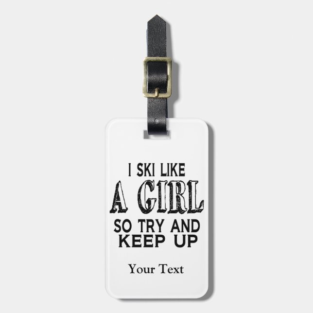 Ski LIke a Girl Bagagebricka (Vertikal Framsida)