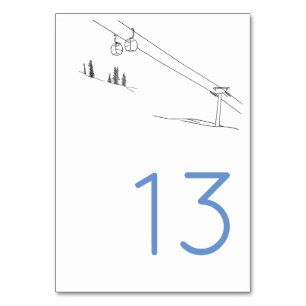 Ski Loving Cable Cars Winter Mountaintops Bordsnummer