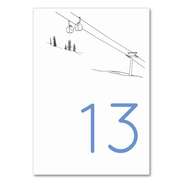 Ski Loving Cable Cars Winter Mountaintops Bordsnummer (Framsidan)