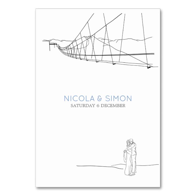 Ski Loving par i Kärlek Cable Cars Mountaintops Bordsnummer (Framsidan)