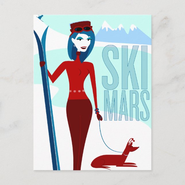 Ski Mars-kort Vykort (Framsida)