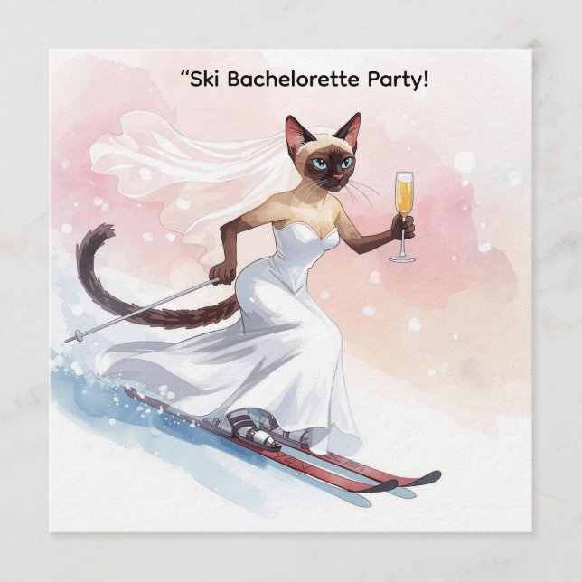Ski möhippa för kattälskare inbjudningar (Framsida)