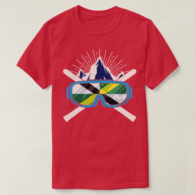 Ski Monterey California Flagga Skiing Skier Winter T Shirt (Design framsida)