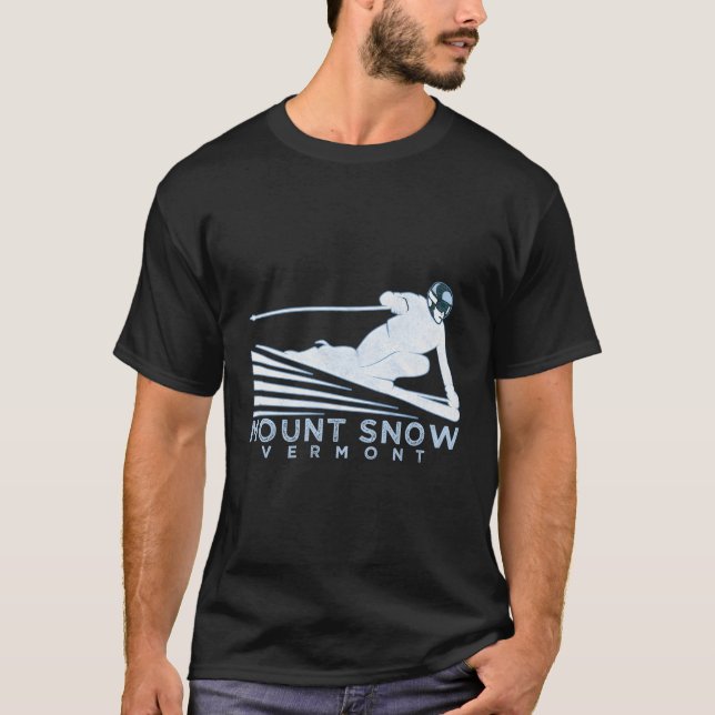 Ski Mount Snö Vt Illustration Snö Ski T Shirt (Framsida)