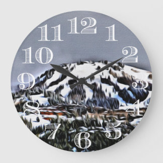 Ski Mountain Clock Stor Klocka