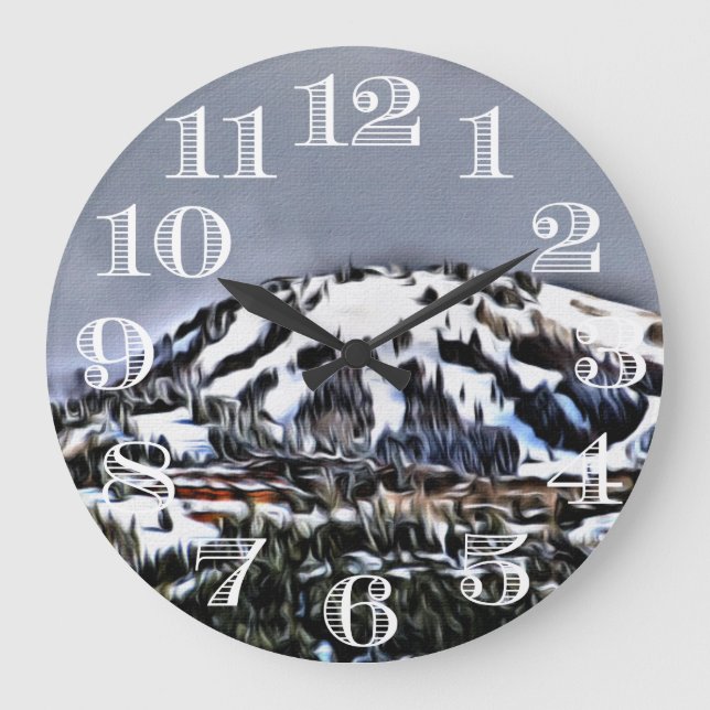 Ski Mountain Clock Stor Klocka (Framsida)
