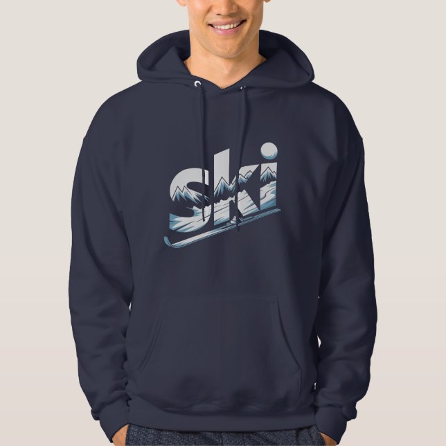 Ski Mountain Graphic Hoodie – Winter Adventure Ski (Framsida)