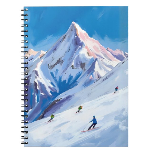 Ski Mountain Slopes Winter Watercolor Anteckningsbok (Framsidan)