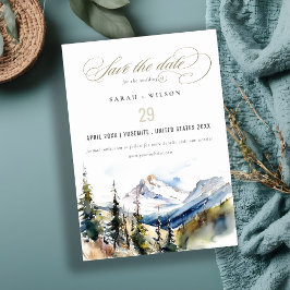 Ski Mountain Telluride Colorado Watercolor Bröllop Spara Datumet