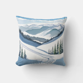 Ski Mountain Watercolor Kudde