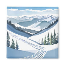 Ski Mountain Watercolor