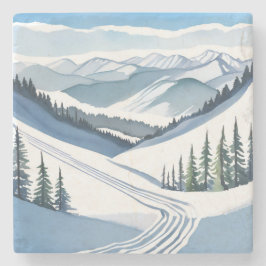 Ski Mountain Watercolor Stenunderlägg