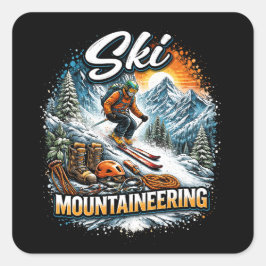Ski Mountaineering Fyrkantigt Klistermärke