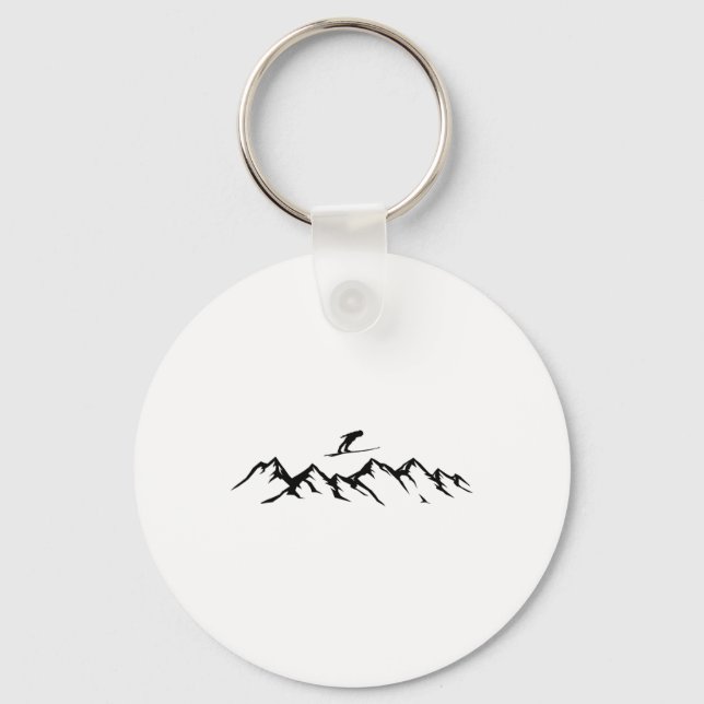 Ski Mountains Skier Alpine Skiing Nyckelring (Framsida)
