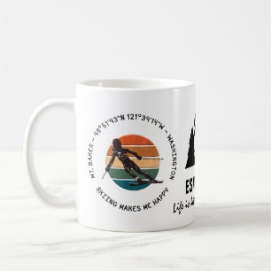 Ski Mt. Baker, Washington - Woman Skier Black Text Kaffemugg