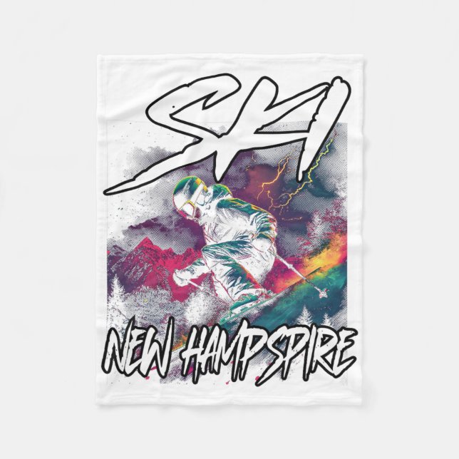 Ski New Hampshire Downhill Skiing Äventyr Nh Usa Fleecefilt (Framsidan)
