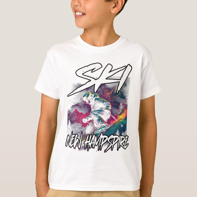 Ski New Hampshire Downhill Skiing Äventyr Nh Usa T Shirt (Framsida)