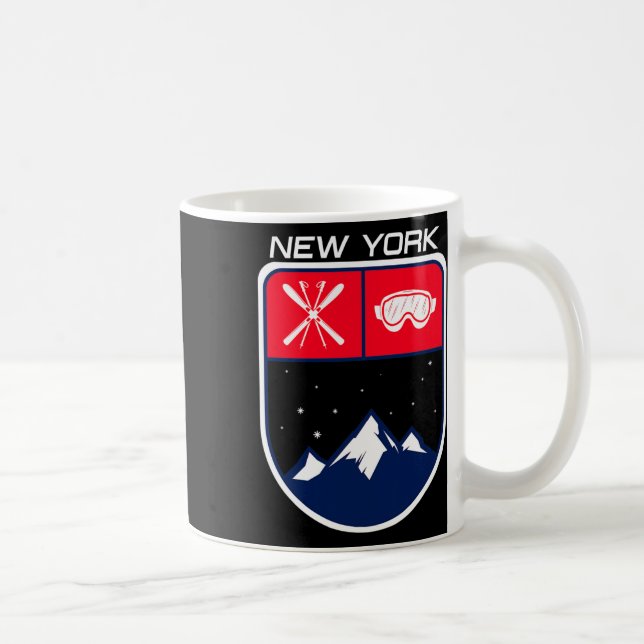 Ski New York Mountain Skiing Trail Skier Goggle Po Kaffemugg (Höger)