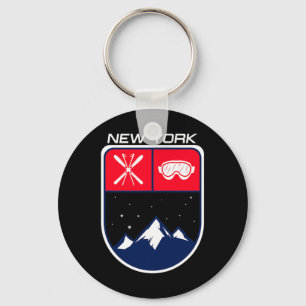 Ski New York Mountain Skiing Trail Skier Goggle Po Nyckelring
