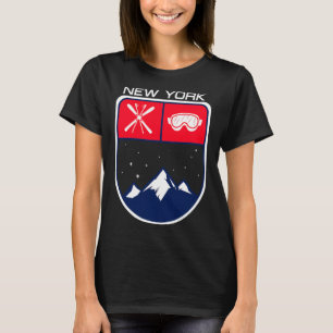 Ski New York Mountain Skiing Trail Skier Goggle Po T Shirt