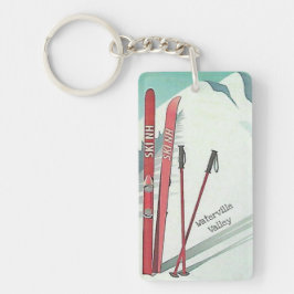 Ski NH Waterville Valley Vintage Ski Illustration Nyckelring