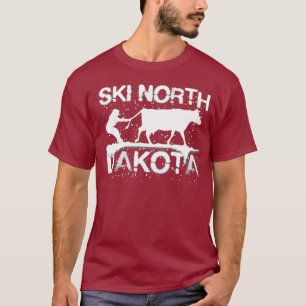 Ski North Dakota State Cow Älskare Farmer Skiing T Shirt