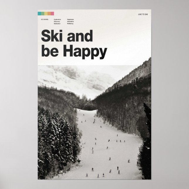 Ski och Bli Lycklig - Poster inte konturutskrift (Framsidan)
