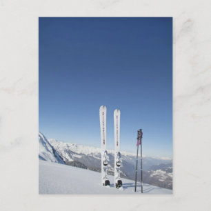 Ski- och skidpoler vykort