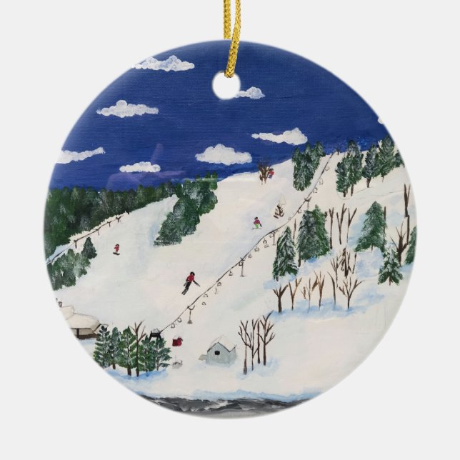 Ski och snöpor, målat Ornament (Framsidan)