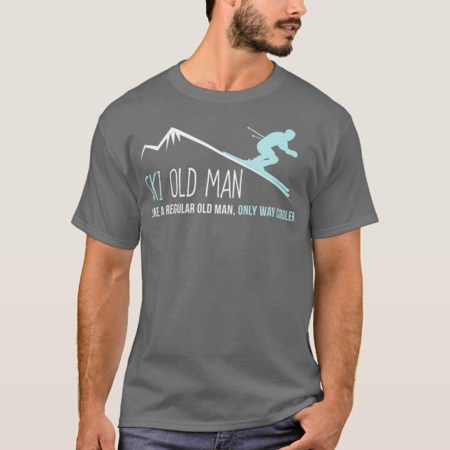 Ski Old Man  Funny Cute Winter Skiing Gift T Shirt (Framsida)
