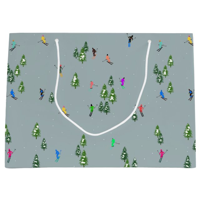 Ski Öppnar jul Skiing Helgdag Skiers Blue (Framsidan)