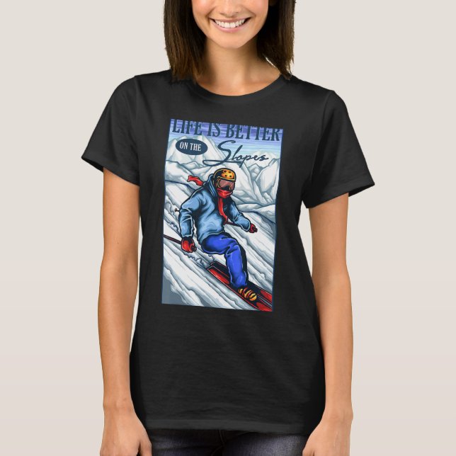 Ski på lutningarna t shirt (Framsida)
