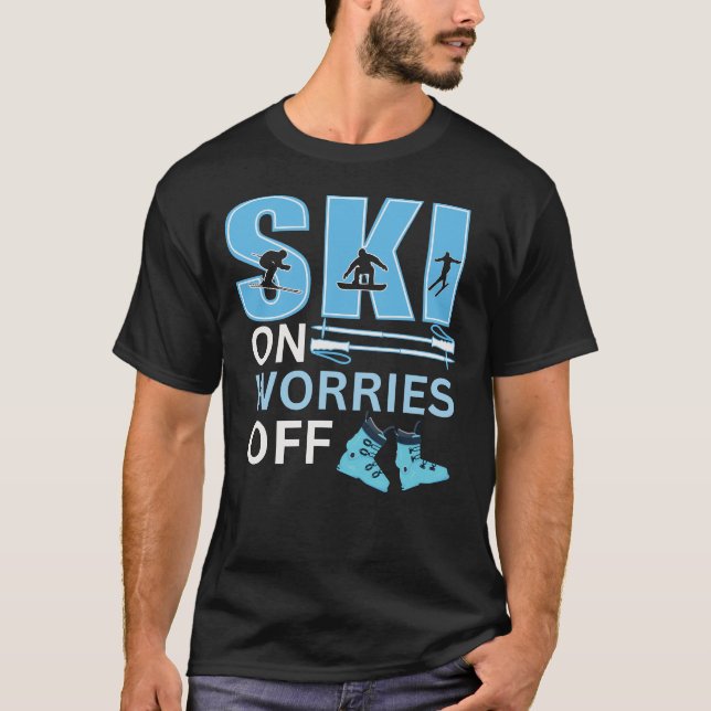 Ski på oro för skidåkning t shirt (Framsida)