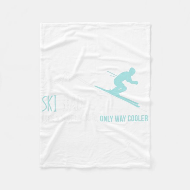 Ski Pappa Funny Cute Winter Skiing Gift Fleecefilt (Framsidan)