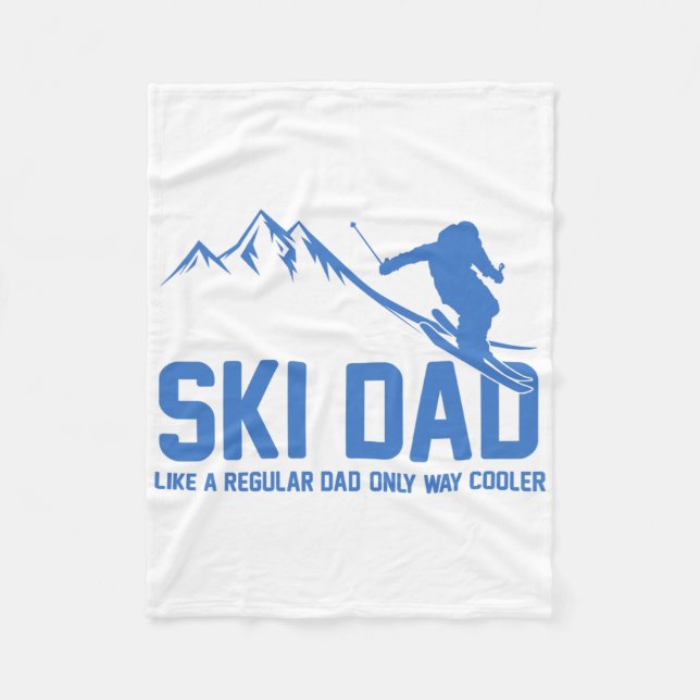 Ski Pappa Funny Skiier Snowy Äventyr Skiing Älskar Fleecefilt (Framsidan)