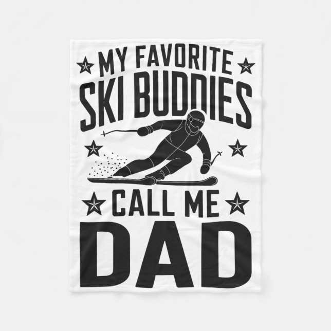 Ski Pappa Humor Design Skiing Funny Skier Fleecefilt (Framsidan)