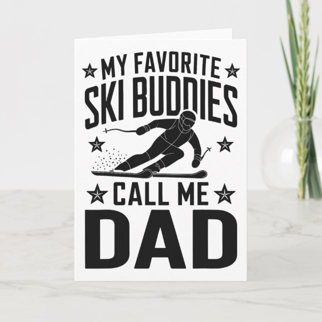 Ski Pappa Humor Design Skiing Funny Skier Kort (Framsida)