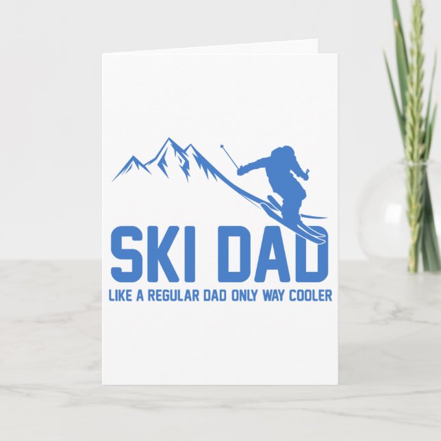 Ski Pappa Rolig Skidåkare Snöig Äventyr Skidälskar Kort (Framsida)