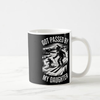 Ski Pappa sparkad av Dotter Rolig Skidåkning Famil Kaffemugg