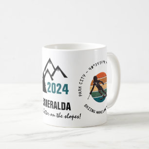 Ski Park City, Utah - Woman Skier, Black Text Kaffemugg
