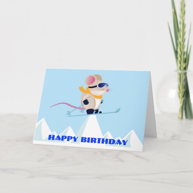 Ski Patrol Mouse i Alpernorna Birthday Kort (Framsida)