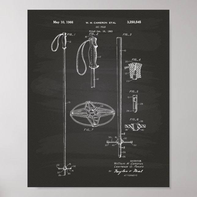 Ski Pole 1966 Patent Art Chalkboard Poster (Framsidan)