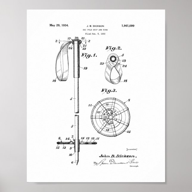 Ski Pole Grip and Ring Patent Poster (Framsidan)