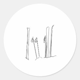 Ski Poles Snö täckte bergstoppar inspiderade Runt Klistermärke